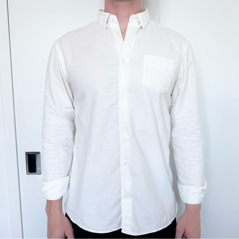 All Saints White Button Up Shirt Slim Fit Business Casual Classic Preppy Office